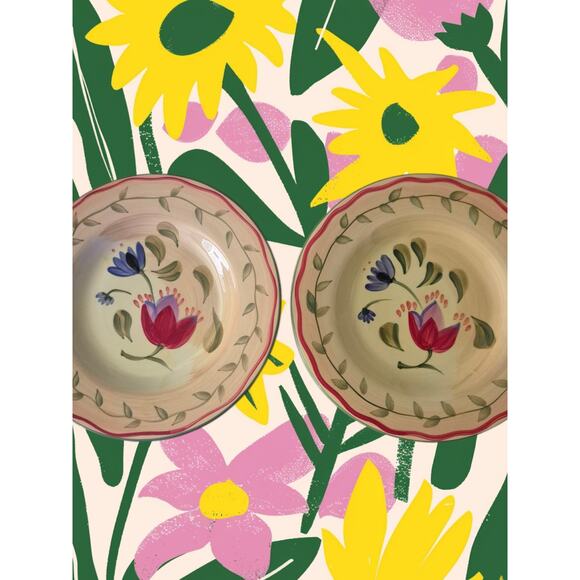 Pfaltzgraff Napoli Hand Painted Salad Plates Decor Tulip Country Italy Set of 2 - Picture 3 of 8